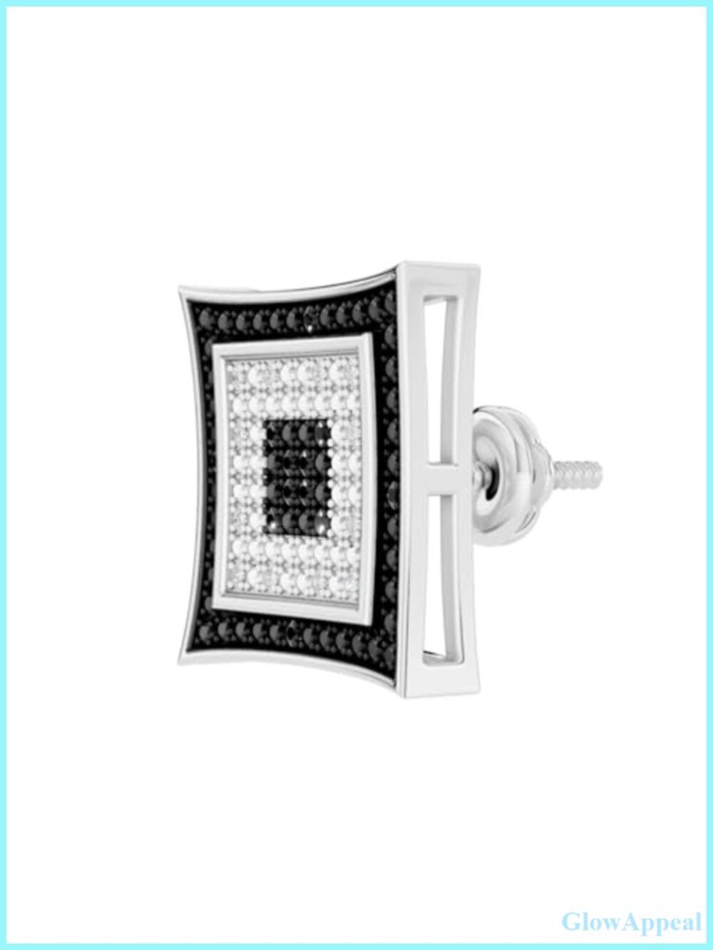 Sterling Silver Diamond Stud Earrings Unisex 0.12ct Natural Black & White